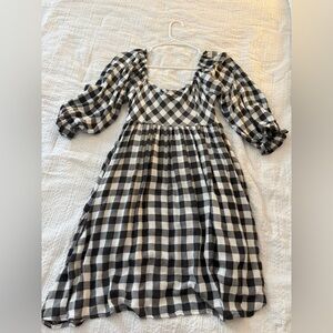 Pink Lily Black and White Plaid Dress